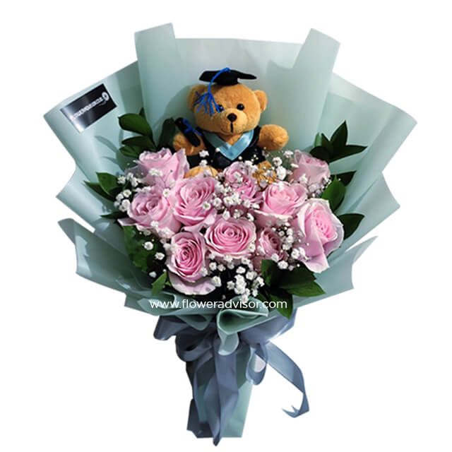teddy bear dan buket bunga pilihan hadiah wisuda