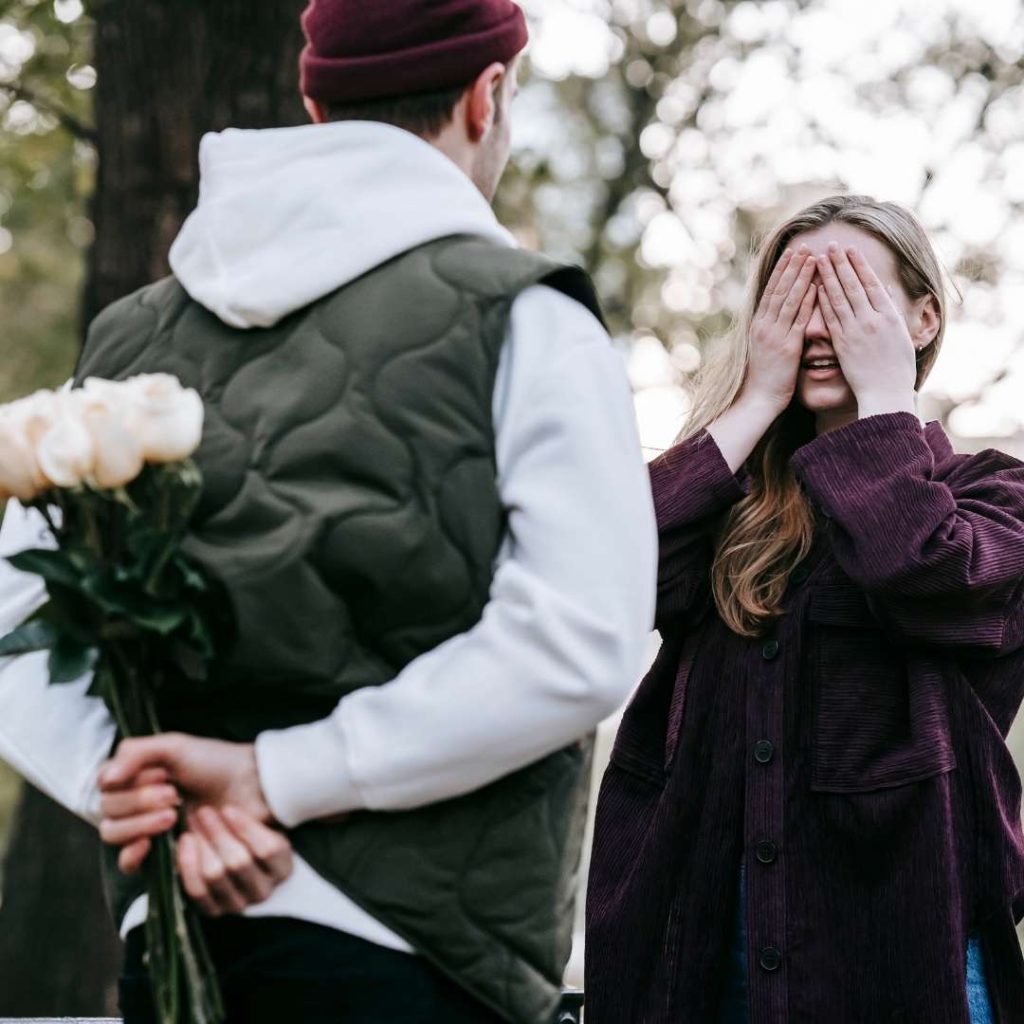 surprise with flowers
